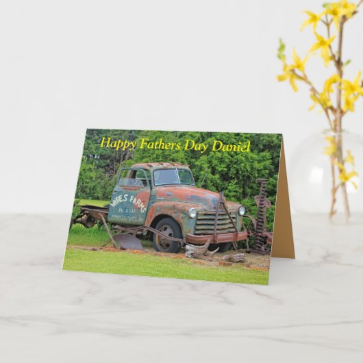 Alte Bauernausrüstung - Grußkarte am Tag Karte (Gelbe Blume)