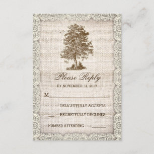 alte Baum rustikale Landhochzeit UAWG RSVP Karte
