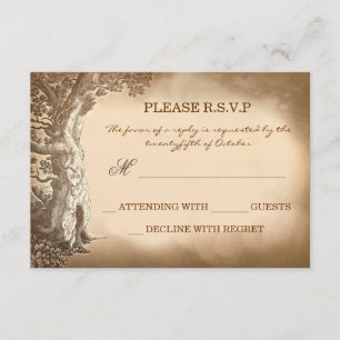 alte Baum Vintag rustikale Hochzeitskarten RSVP