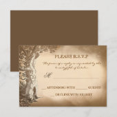 alte Baum Vintag rustikale Hochzeitskarten RSVP (Vorne/Hinten)