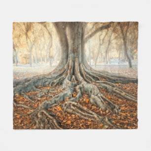 Alte Baum-Wurzeln Fleecedecke