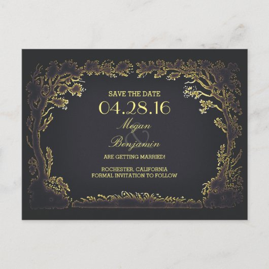 alte Bäume Allee Vintage Save the Date Postkarten (Vorderseite)