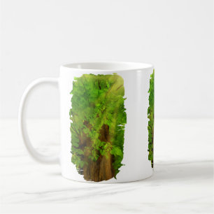 Alte Bäume dicken Zweige grün und Sonne Kaffeetasse