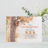 Alte Bäume und Vogelhaus Rustikale Herbstfeier Geb Einladung (Stehend Vorderseite)