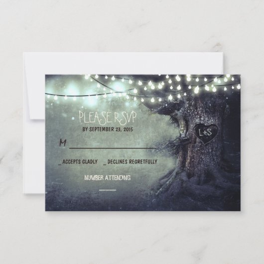 alte Baumreihenleuchten rustikale Hochzeitskarten RSVP Karte (Vorderseite)