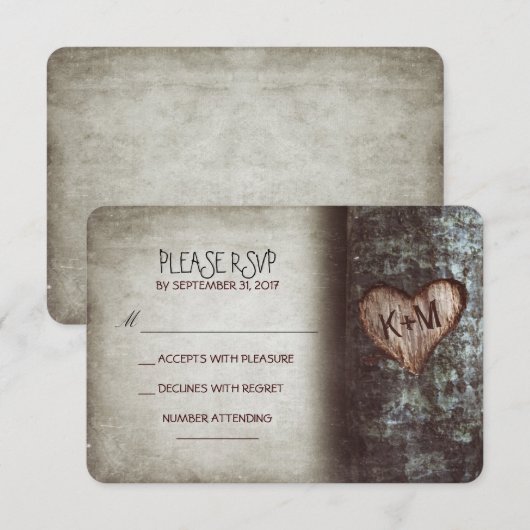 Alte Baumrustikale Hochzeitskarten RSVP Karte (Vorne/Hinten)