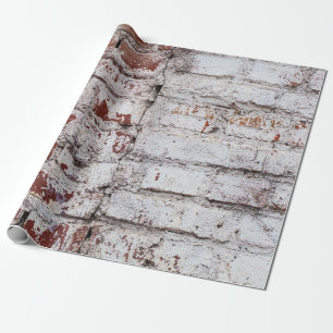 Alte bemalte Ziegelwand mit abblätternder weißer F Geschenkpapier