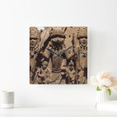 Alte Benin Relief Wall Clock Quadratische Wanduhr (Zuhause)