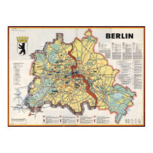 Alte Berlin-Karte 1961, Druck aus der Zeit des Kal
