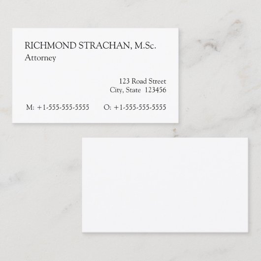 Alte Berufliche Visitenkarte (Vorne/Hinten)