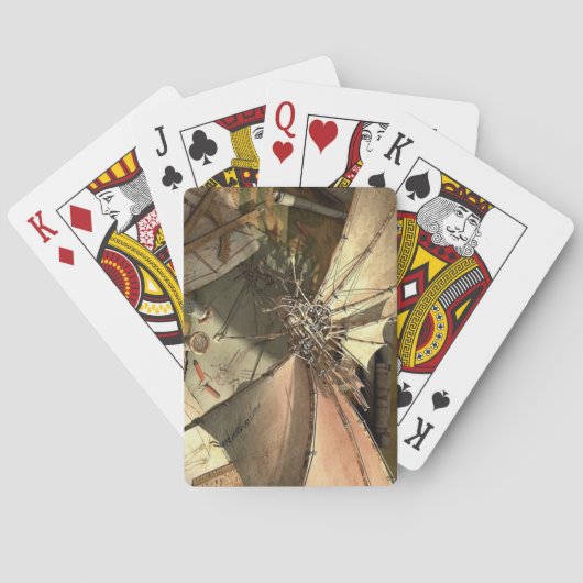 Alte beschädigte Steampunkkarten Spielkarten (Rückseite)