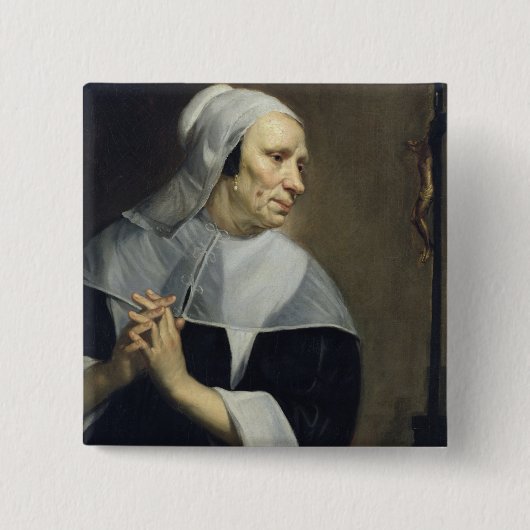 Alte betende Frau Button (Vorderseite)