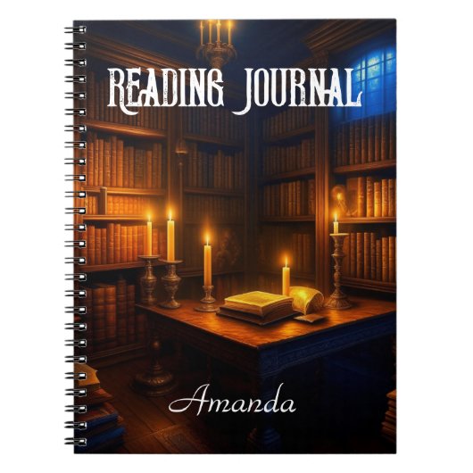 Alte Bibliothek dunkle Stimmung Lesen Notizblock (Vorderseite)