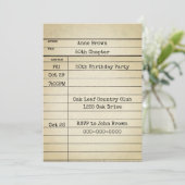 Alte Bibliothekskarte 50. Geburtstagsparty Einladung (Stehend Vorderseite)