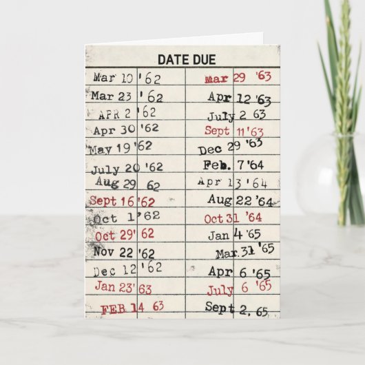 Alte Bibliothekskarte zum Geburtstag Karte (Vorderseite)