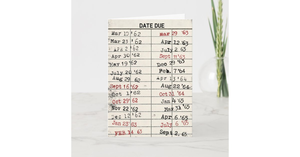 Alte Bibliothekskarte zum Geburtstag Karte Zazzle.de