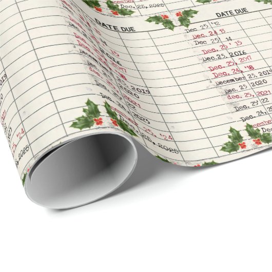 Alte Bibliothekskarten für 2025 Weihnachten Geschenkpapier (Rolleneckpunkt)
