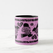 Alte Bienen und Blume auf lila Tasse (Mittel)