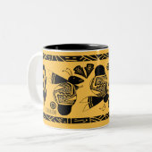 Alte Bienen und Blume auf sehr goldener Tasse3 Zweifarbige Tasse (Vorderseite Links)