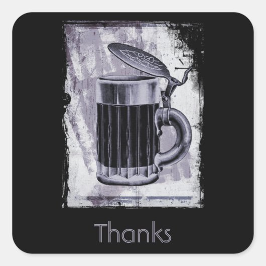 Alte Biersteine Illustration Danke Quadratischer Aufkleber (Vorderseite)