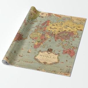 Alte Bildkarte der Welt Geschenkpapier