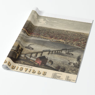 Alte Bildkarte von Louisville (1876) Geschenkpapier