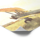 Alte Biplane Antikes Flugzeug Gelbe Archivierung Poster (Ecke)