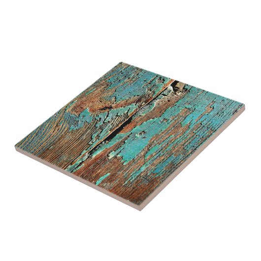 Alte blaue Farbe auf Holz Fliese (Seite)