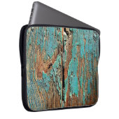 Alte blaue Farbe auf Holz Laptopschutzhülle (Vorne Rechts)