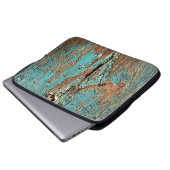 Alte blaue Farbe auf Holz Laptopschutzhülle (Vorne Knopf)
