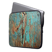 Alte blaue Farbe auf Holz Laptopschutzhülle (Vorderseite Links)