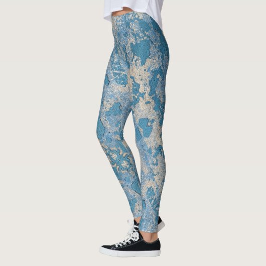 Alte blaue Farbe, platziert Leggings (Links)