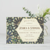 Alte blaue Fliesen zum Hochzeitsempfang Einladung (Stehend Vorderseite)