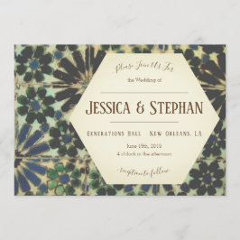 Alte blaue Fliesen zum Hochzeitsempfang Einladung