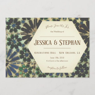 Alte blaue Fliesen zum Hochzeitsempfang Einladung