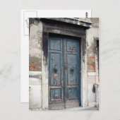 alte blaue Tür Postkarte (Vorne/Hinten)