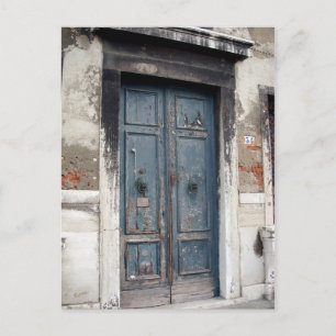 alte blaue Tür Postkarte