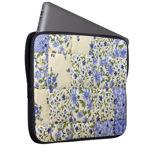 Alte Blauer Blumengeflecht Laptopschutzhülle (Vorne Rechts)