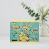 Alte Block Island Karte Postkarte (Stehend Vorderseite)