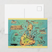 Alte Block Island Karte Postkarte (Vorne/Hinten)