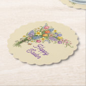 Alte Blumenbouquet - Frohe Ostern Papier Untersetzer (angewinkelt)