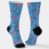 Alte Blumentapete in Blau und Rot Socken (Gewinkelt)