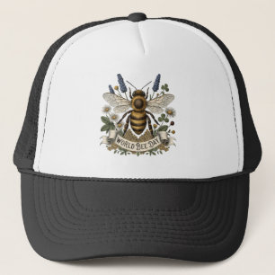 Alte botanische Illustration zum Welttag der Biene Truckerkappe