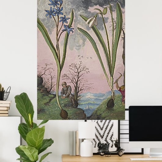 Alte botanische Kunst Snowdrop Poster (Heimbüro)