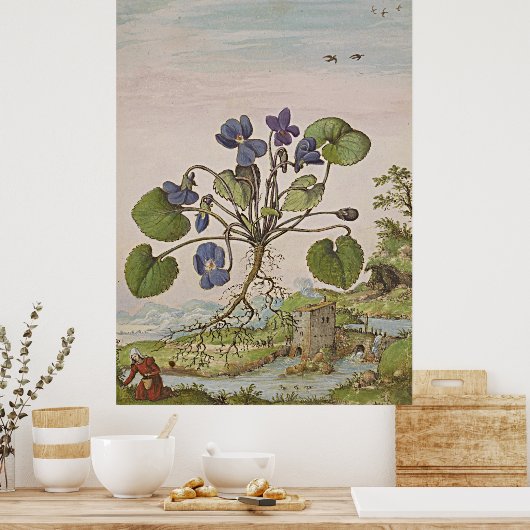 Alte botanische Kunst Viola Poster (Küche)