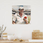 Alte Bowler nie Die - Archiv Cricket Print Poster (Küche)