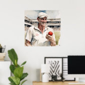 Alte Bowler nie Die - Archiv Cricket Print Poster (Heimbüro)