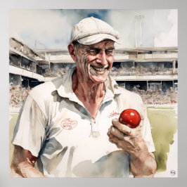 Alte Bowler nie Die - Archiv Cricket Print Poster