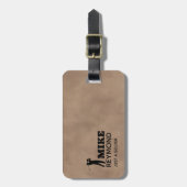 Alte braune Gepäckanhänger für einen Golfer (Vorderseite vertikal)