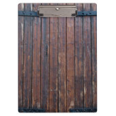 Alte braune Holztüren mit schwarzem Eisen unterstü Klemmbrett (Vorderseite)